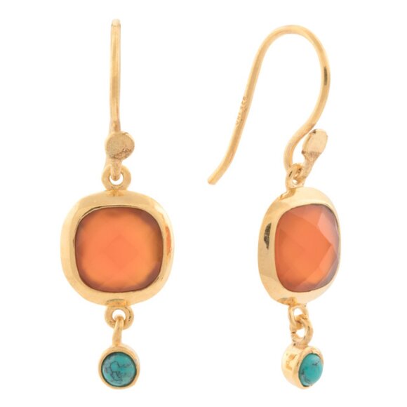 SHAANTI JEWELSIndia 18kt Gp Sterling Silver Carnelian Turquoise Earrings